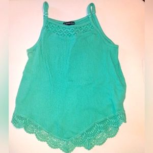 My Michelle Girls Teal Loose Bottom Spaghetti Strap Top, Size: L